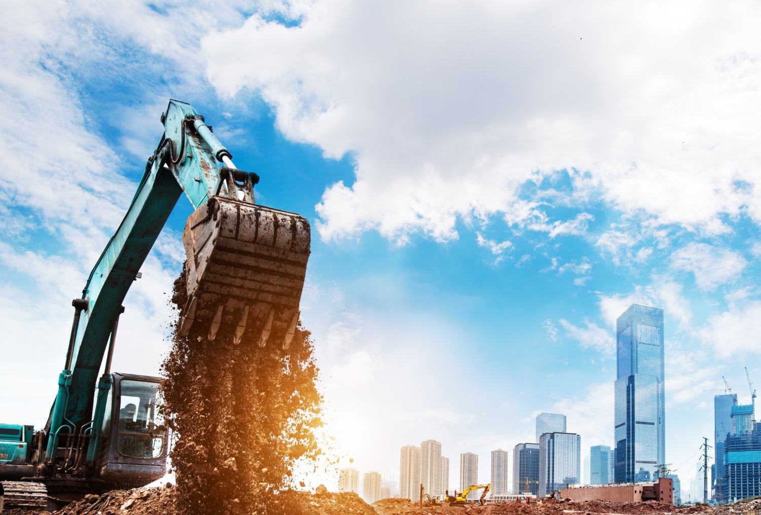 Excavator — Machinery and Equipment Excavator at work illustrating machinery and equipment