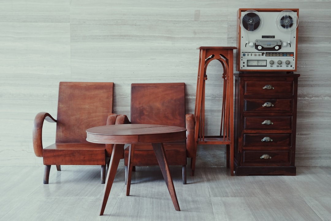 Wooden chairs, table and cabinet illustrating household estate contents